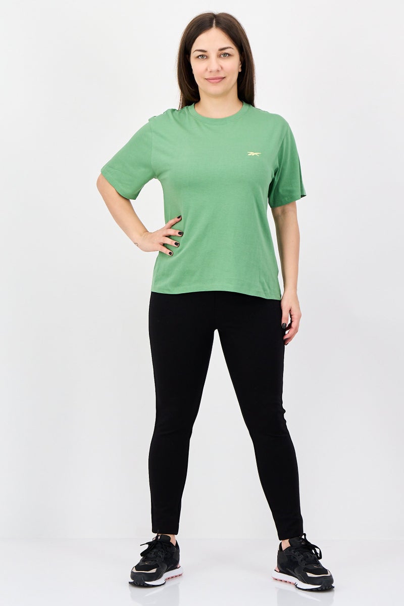 Reebok Women Sportswear Fit Short Sleeve Outdoor T-Shirt, Green - Image 3